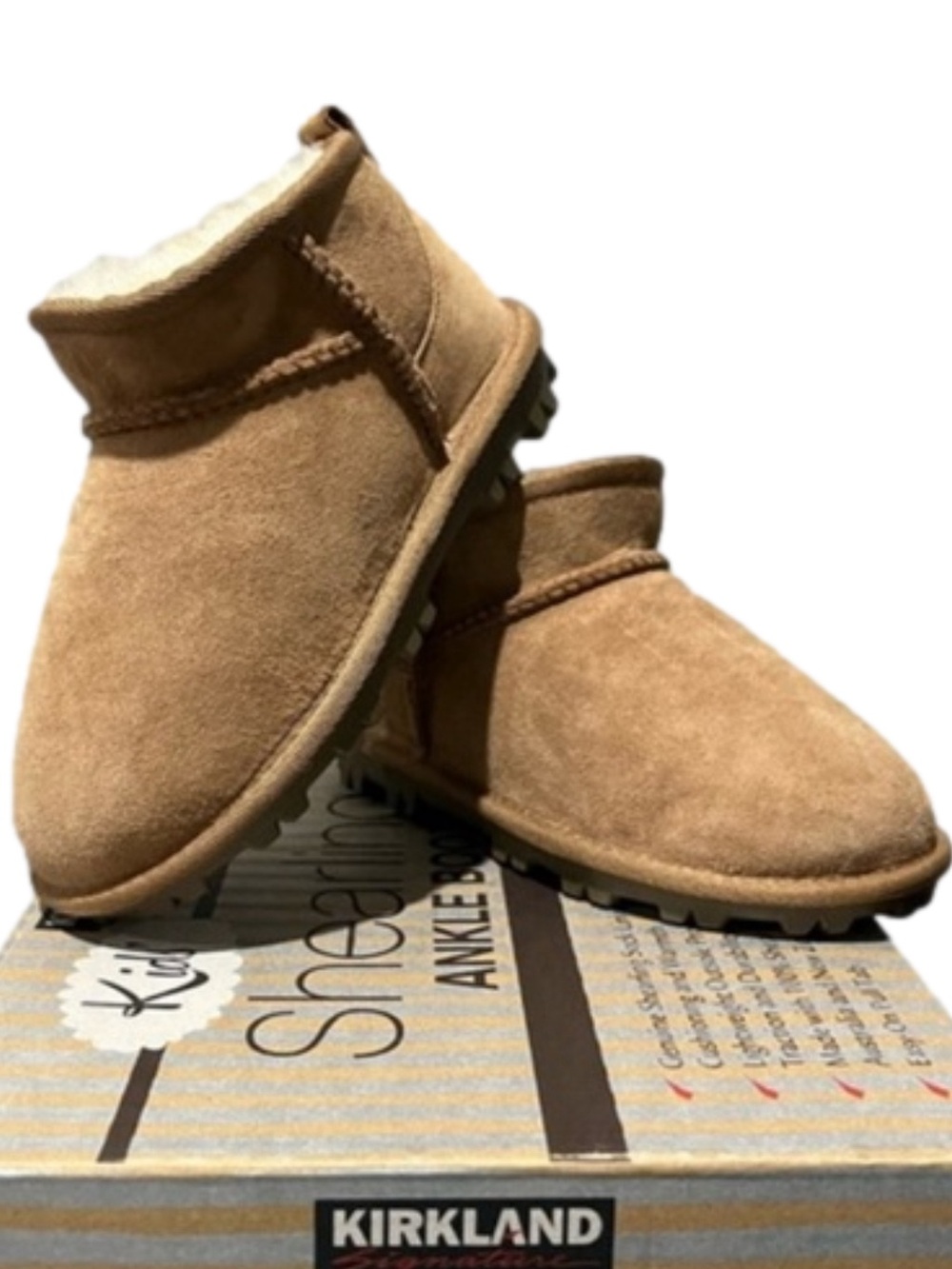 Kirkland Signature Chestnut Suede Slip‑On Kids Booties Size 1 NIB NEW